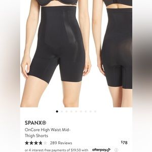 Spanx OnCore High Waist Mid-Thigh shorts- size XL black